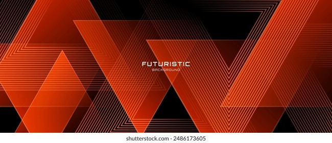 3D orange abstract background overlap layer on dark space with triangles shape effect decoration. Modern graphic design element lines style concept for banner, poster, flyer, card, cover, or brochure