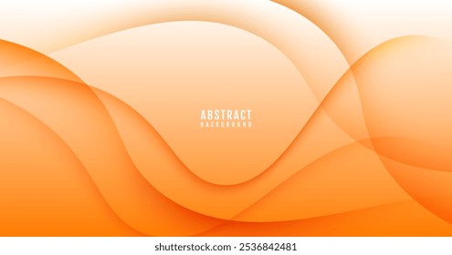O plano de fundo abstrato laranja 3D sobrepõe a camada no espaço brilhante com a decoração de efeito de ondas de fluxo. Conceito de estilo de recorte de elemento de design gráfico moderno para banner da Web, folheto, cartão ou capa de folheto
