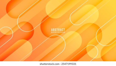 3D orange abstract background overlap layer on bright space with rounded lines effect decoration. Modern graphic design element cutout style concept for web banner, art, flyer, card, or brochure cover