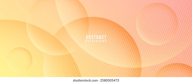 3D orange abstract background overlap layer on bright space with circles effect decoration. Modern graphic design element cutout style concept for web banner, art, flyer, card, or brochure cover