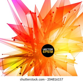 3D orange abstract geometric background.  Vector design layout for your business.