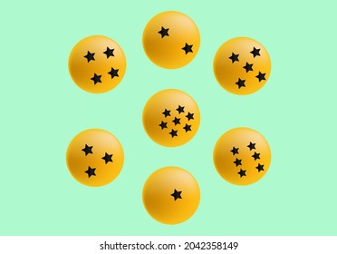 3d orange ball star illustration icon symbol