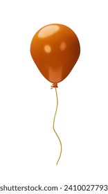 3D orange balloon for Patrick's Day party. Realistic inflatable element for birthday, carnival, festival, celebrations, anniversary. Flying helium vector object template for greeting card.