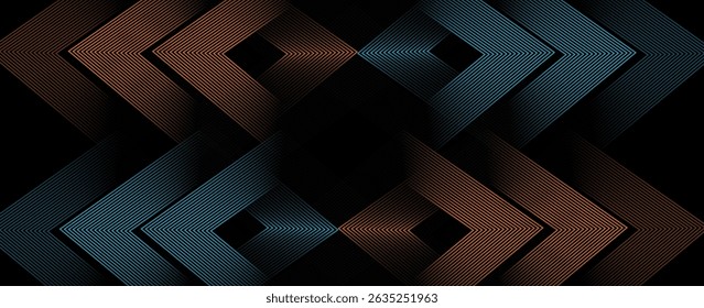 3D orange blue techno abstract background overlap layer on dark space with glowing lines decoration. Modern graphic design element future style concept for banner, flyer, card, or brochure cover