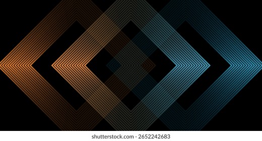 3D orange blau Techno abstrakten Hintergrund Überlappungsschicht auf dunklem Raum mit leuchtenden Linien Dekoration. Modernes Grafikdesign Element Future Style Konzept für Banner, Flyer, Karte oder Broschüre