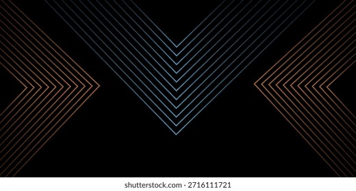 3D orange blue techno abstract background overlap layer on dark space with glowing lines decoration. Modern graphic design element future style concept for banner, flyer, card, or brochure cover