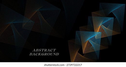 Capa abstracta del traslape del fondo del techno azul anaranjado 3D en el espacio oscuro con la decoración de las líneas que brilla intensamente. Concepto moderno del estilo del futuro del elemento de Diseño gráfico para el Anuncio, el volante, la tarjeta, o la cubierta del folleto