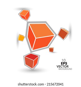 3d Orange cubes background, eps10 vector.