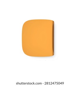 3D orange folded label sticker vector element with a curled page corner. Blank rounded tag, paper sheet, badge, tab, and note with soft shadow and clean modern look. Message marker and reminder.