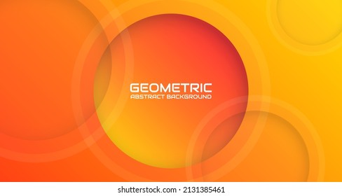 3D orange geometric abstract background overlap layer on dark space with circle line effect decoration. Minimalist graphic design element future style for flyer, brochure, cover, card, or landing page