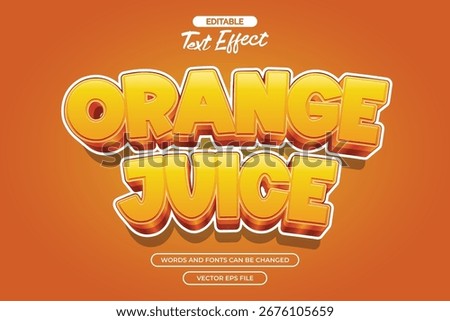 3d orange juice editable text effect with glossy effect and comic cartoon text style