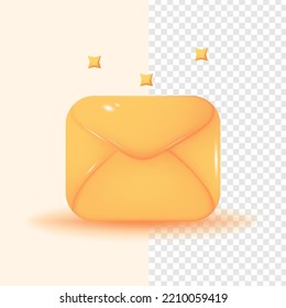 3d orange mail. realistic vector icon illustration