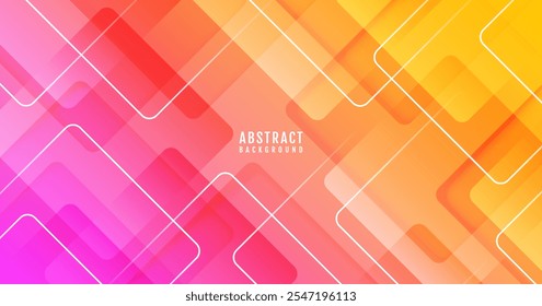 3D orange pink abstract background overlap layer on bright space with squares effect decoration. Modern graphic design element cutout style concept for web banner, art, flyer, card, or brochure cover