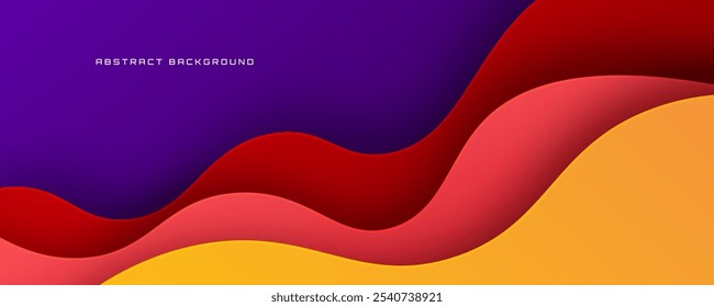 3D orange purple abstract background overlap layer on bright space with flowing waves effect decoration. Modern graphic design element cutout style concept for banner, flyer, card, or brochure cover