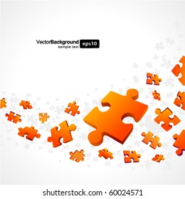 3d Orange Puzzle Piece Vector Background