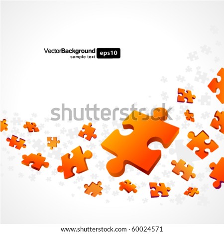 3d orange puzzle piece vector background