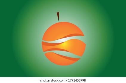 3D Orange random cut in green background