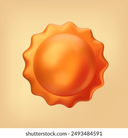 3D-orangefarbenes Sonnensymbol. Isolierte Vektorillustration für Wetter, Vorhersage, Hitzewarnung