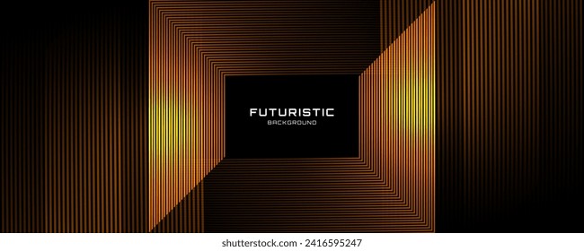 La capa de fondo abstracto de tecno 3D naranja se solapa en el espacio oscuro con la decoración de formas de líneas brillantes. Diseño gráfico moderno concepto de estilo futuro para volante de banner web, portada de tarjeta o folleto