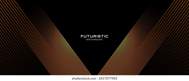 3D orange techno abstract background overlap layer on dark space with glowing lines shape decoration. Modern graphic design element future style concept for web banner flyer, card cover or brochure