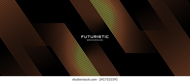 3D orange techno abstract background overlap layer on dark space with glowing lines shape decoration. Modern graphic design element future style concept for web banner flyer, card cover or brochure