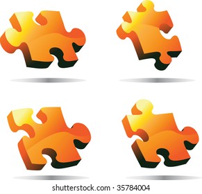 Rompecabezas del vector naranja 3D
