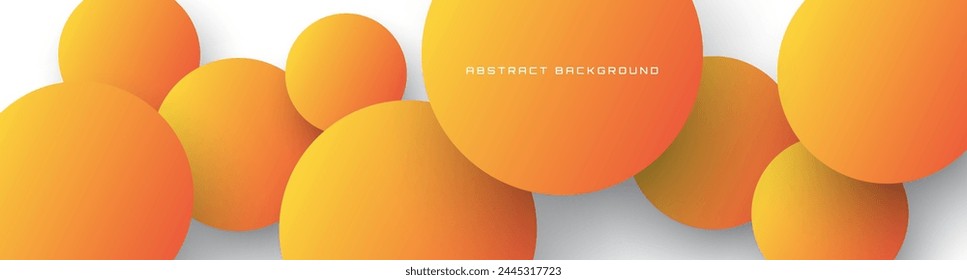 3D orange white geometric background overlap layer on bright space with circles shapes decoration. Minimalist graphic design element cutout style concept for banner, flyer, card, cover, or brochure
