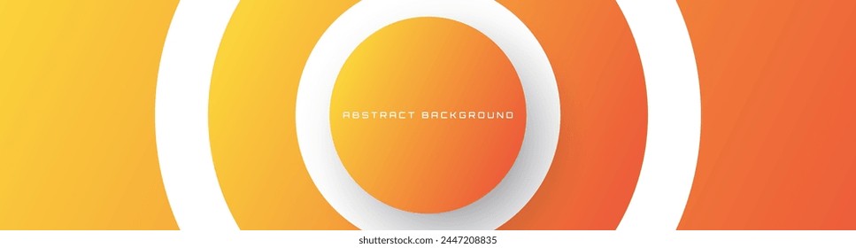 3D orange weiß geometrische Hintergrund Überlappungsschicht auf hellen Raum mit Kreisen Formen Dekoration. Minimalistisches Grafikdesign-Element-Ausschnitt-Stil-Konzept für Banner, Flyer, Card, Cover oder Broschüre