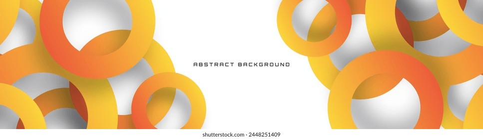3D orange weiß geometrische Hintergrund Überlappungsschicht auf hellen Raum mit Kreisen Formen Dekoration. Minimalistisches Grafikdesign-Element-Ausschnitt-Stil-Konzept für Banner, Flyer, Card, Cover oder Broschüre