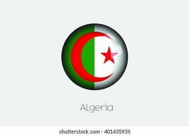 A 3D Orb with a Flag Illustration of Algeria