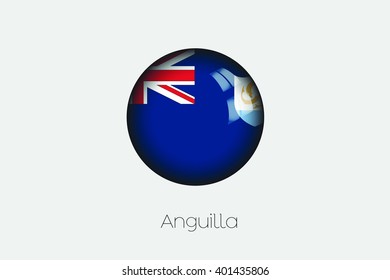 A 3D Orb with a Flag Illustration of Anguilla