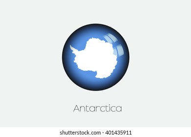 A 3D Orb with a Flag Illustration of Antarctica