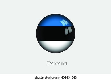 A 3D Orb with a Flag Illustration of Estonia