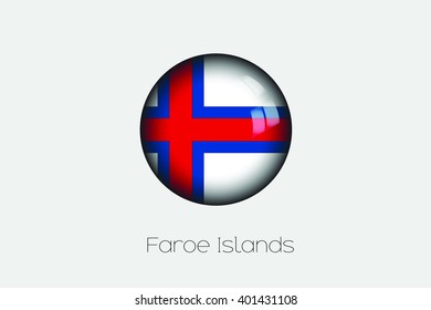A 3D Orb with a Flag Illustration of Faroe Islands