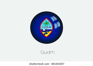 A 3D Orb with a Flag Illustration of Guam
