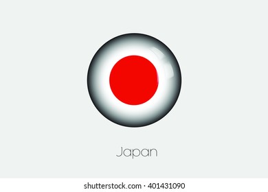 A 3D Orb with a Flag Illustration of Japan