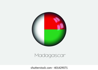A 3D Orb with a Flag Illustration of Madagascar