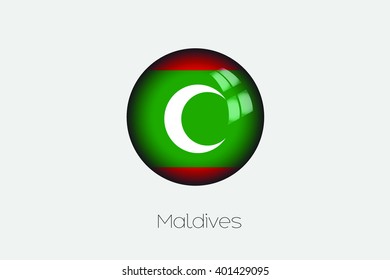 A 3D Orb with a Flag Illustration of Maldives