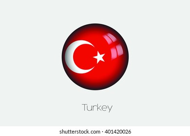 A 3D Orb with a Flag Illustration of Turkey
