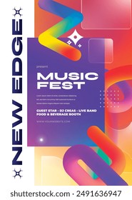3D Orgánico Líquido Líquido Vibrante Gradiente Música y Arte Diseño de Póster