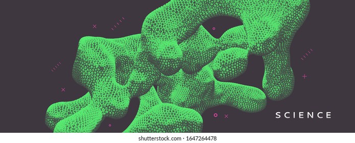 3d organic structure. Futuristic technology style. Vector illustration for science, chemistry or education. 