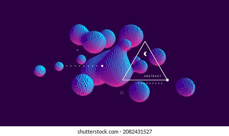3d organic structure. Futuristic technology style. Voxel art. Vector illustration for science, chemistry or education. 
