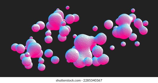 3d organic structure. Futuristic technology style. Voxel art. Vector illustration for science, chemistry or education. 