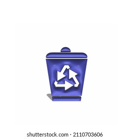 3d organic trash can icon design illustration
