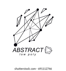 3d origami abstract mesh object, vector abstract design element. Innovation technologies abstract logo.