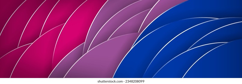 3D Origami Bisexual Pride Flag Background Colors in Blue, Pink, and purple. Geometric Round Shapes forming the bi flag. Vector Illustration. EPS 10.
