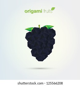 3D origami blackberry vector (from origami fruits set)