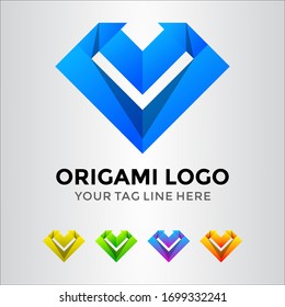 3D Origami Diamond Logo Template