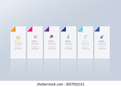 3D origami paper in 6 Step Connection  Chart Timeline Minimal on white background
