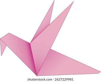 3d origami papel pássaro arte isolado fundo